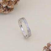 925 Sterling Silver Criss-Cross Diamond Band Ring for Women